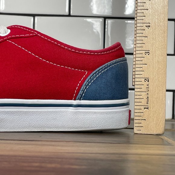 Vans Atwood Mens Size 8.5 Shoes Blue Red Canvas Low Top Lace Up Skate Sneakers